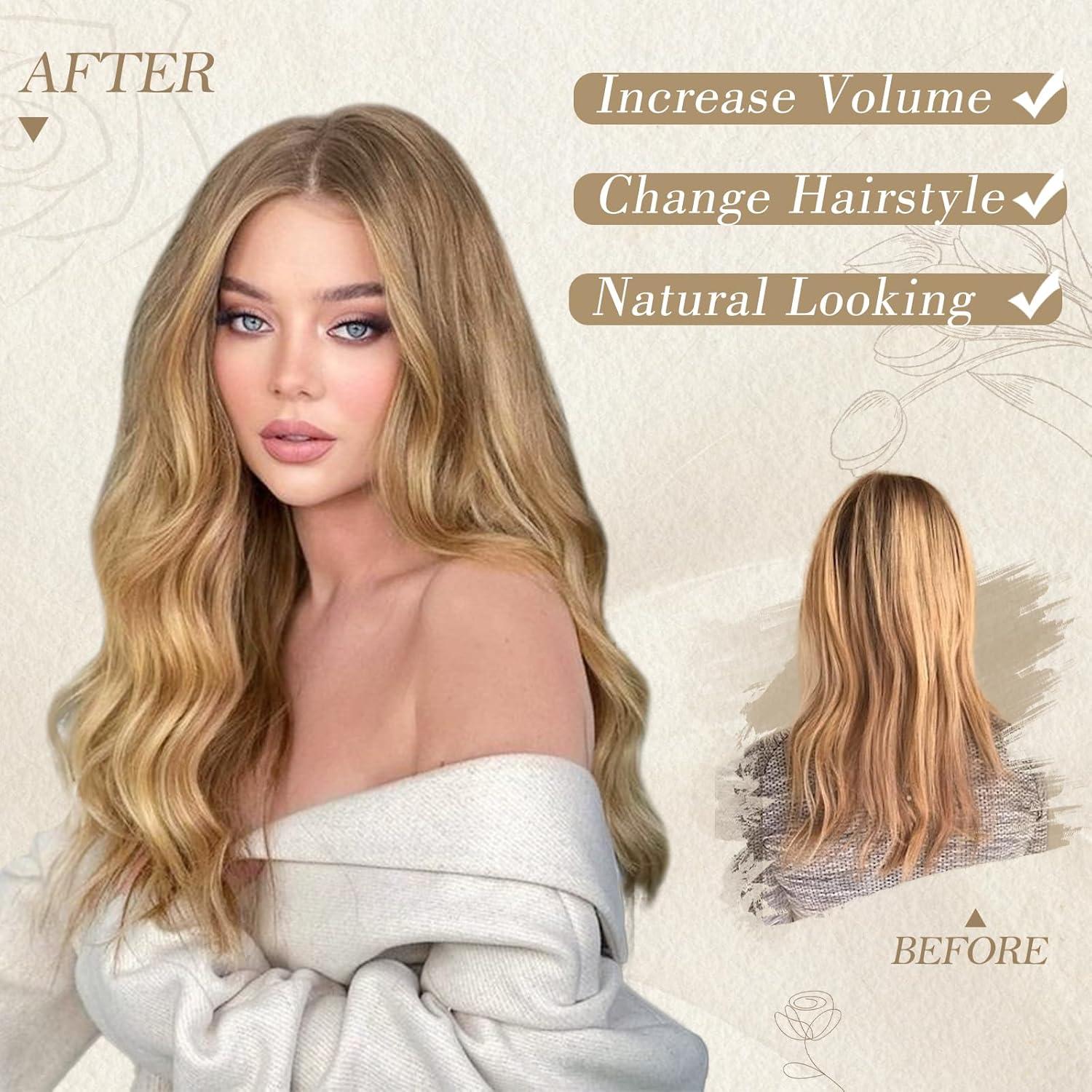 BARSDAR Lange Wellige Ombre Blond Perücke 66cm Hitzebeständige Synthetische Haarperücke