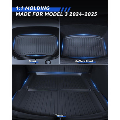 Kofferraummatte 3er Set Tesla Model 3 2024-2026 – Allwetter Schutz