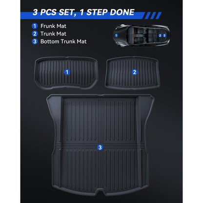 Kofferraummatte 3er Set Tesla Model 3 2024-2026 – Allwetter Schutz