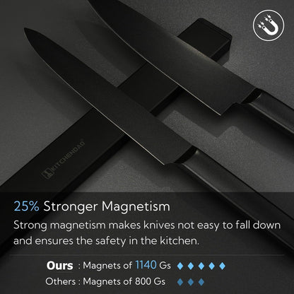 60cm Magnetleiste Messer Edelstahl, Selbstklebend Schwarz
