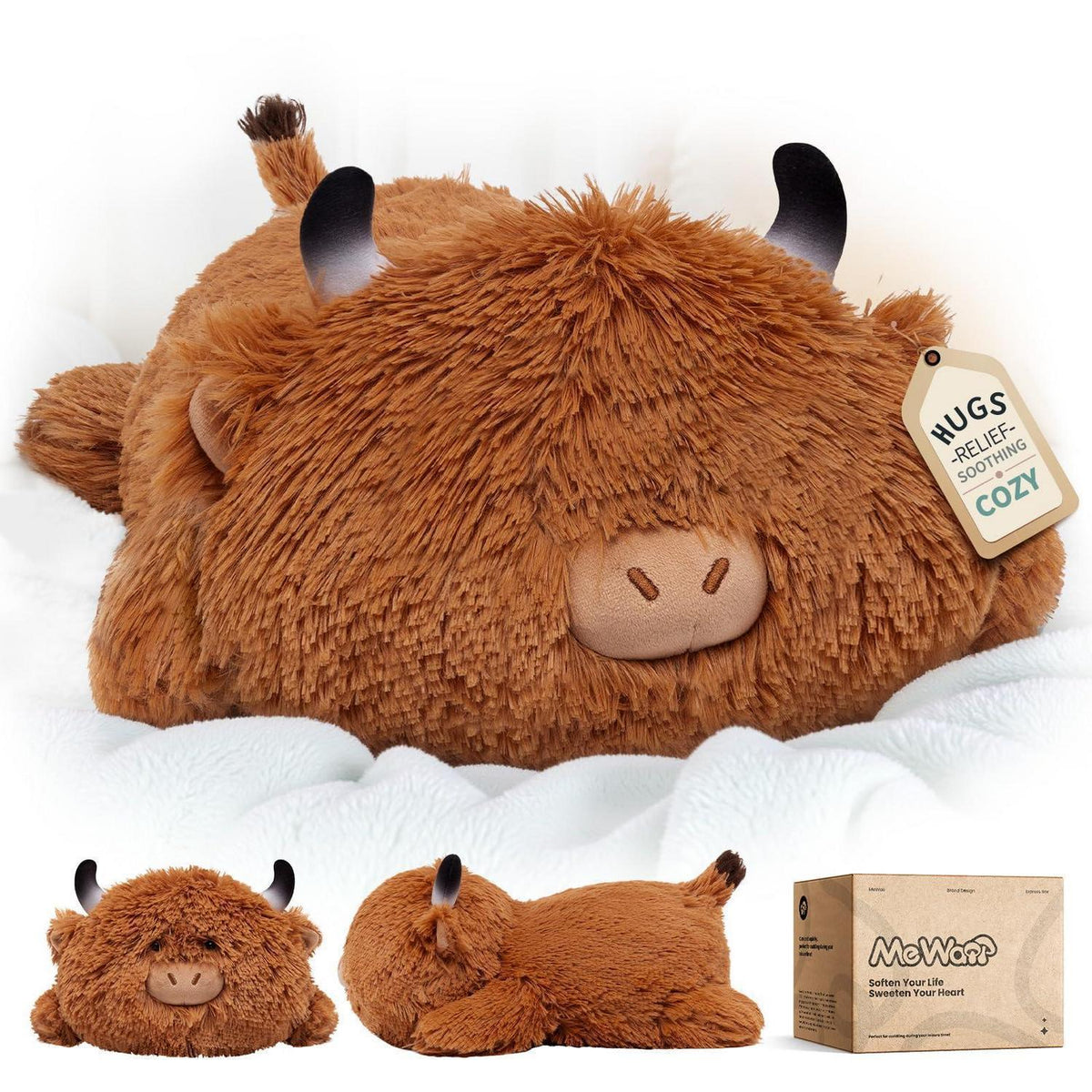 Hochlandrind Kuscheltier Plüschkissen 33 cm – Weiches Geschenk für Kinder