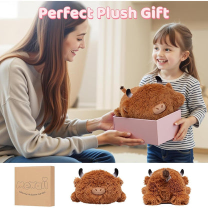 Hochlandrind Kuscheltier Plüschkissen 33 cm – Weiches Geschenk für Kinder