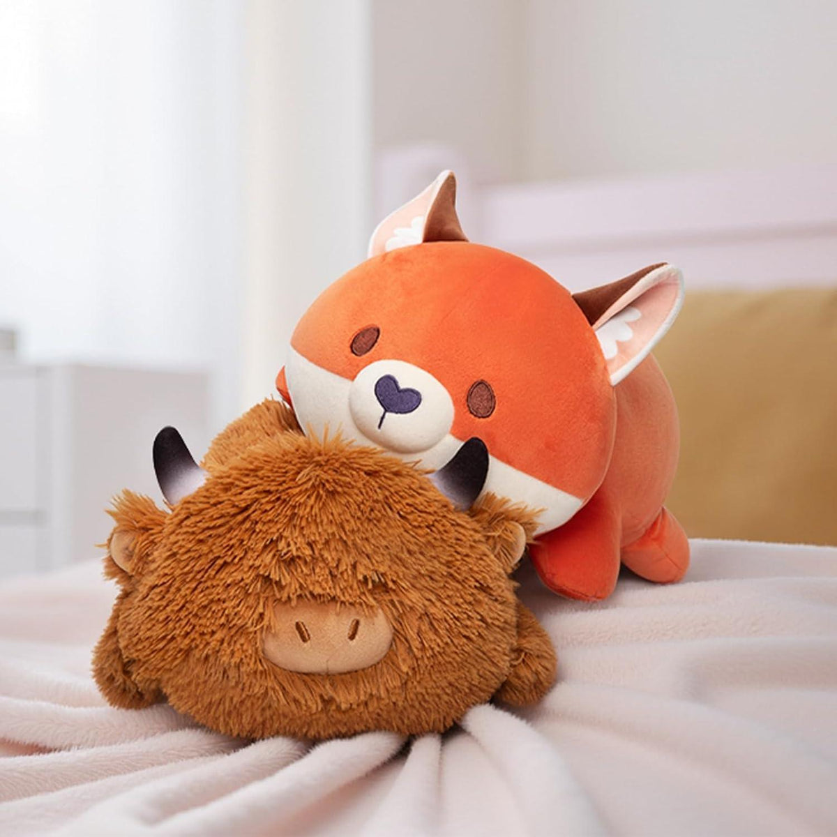 Hochlandrind Kuscheltier Plüschkissen 33 cm – Weiches Geschenk für Kinder