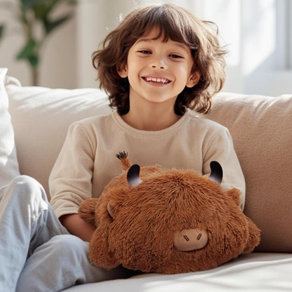 Hochlandrind Kuscheltier Plüschkissen 33 cm – Weiches Geschenk für Kinder