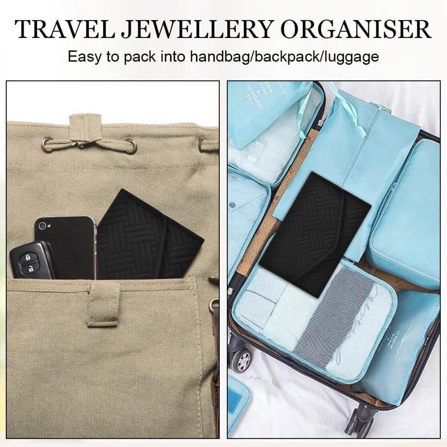 Aucuu Schmuckroll Organizer Tasche für Reise Schmuckaufbewahrung