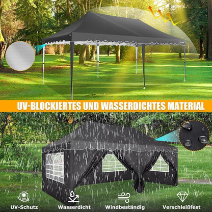 3x6m Faltpavillon mit Seitenwänden – Wasserdicht & Stabil