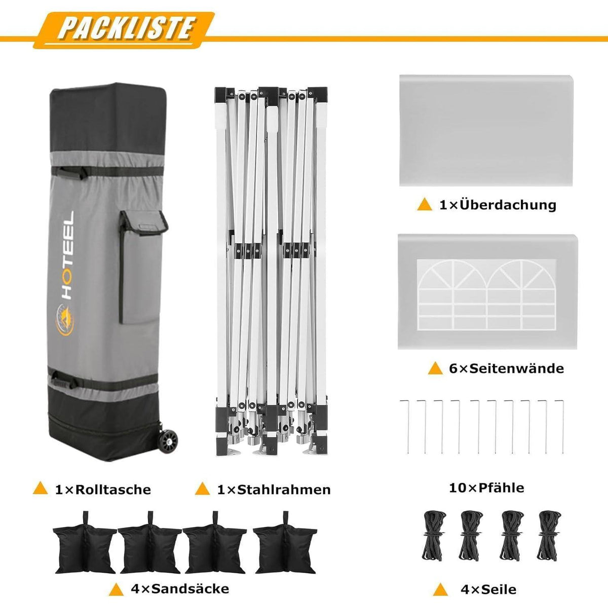Faltpavillon 3x6m mit Seitenwänden – Wasserdicht & Stabil