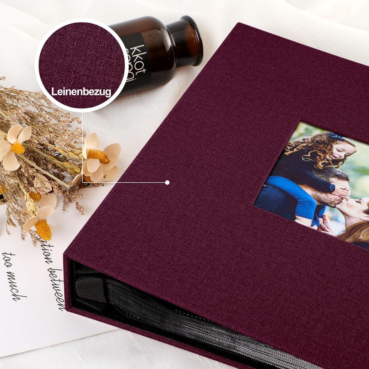 Großes XXL Fotoalbum 10x15cm 1000 Taschen Leinen Violett