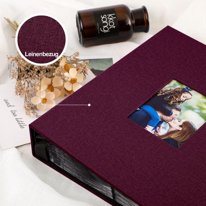 Fotobuch 400 Taschen Leinen Einsteckalbum Hochformat Violett