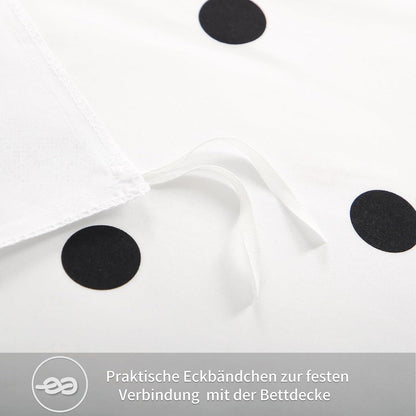 Bettwäsche-Set 135x200cm 4teilig Mikrofaser Weiß Polka Dot