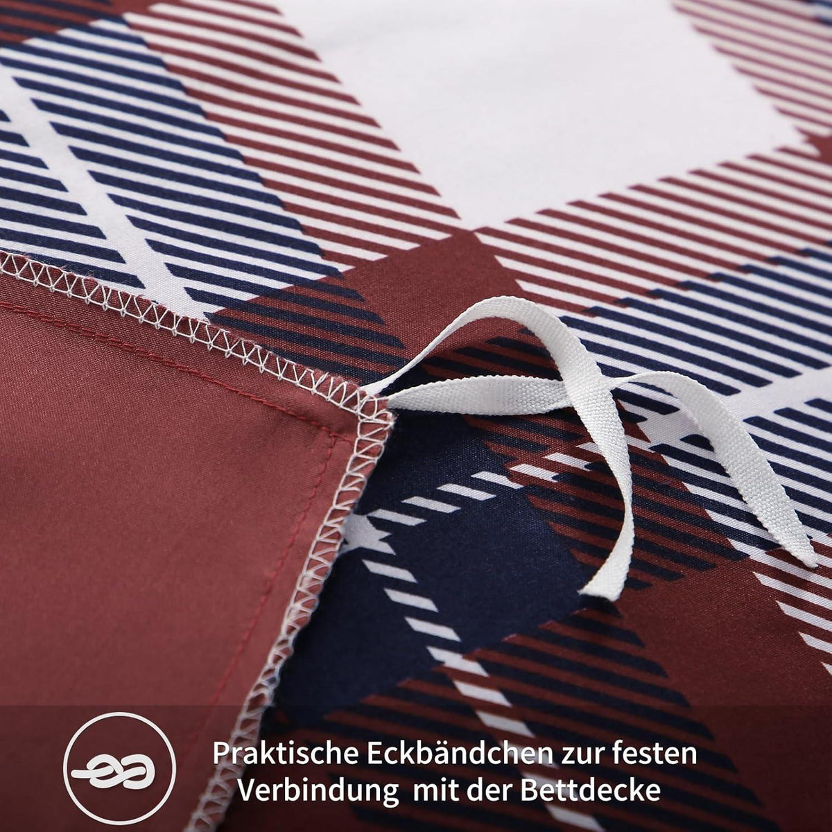 Bettwäsche Set 155x220 Rot Tartan Muster Mikrofaser Weich Bügelfrei
