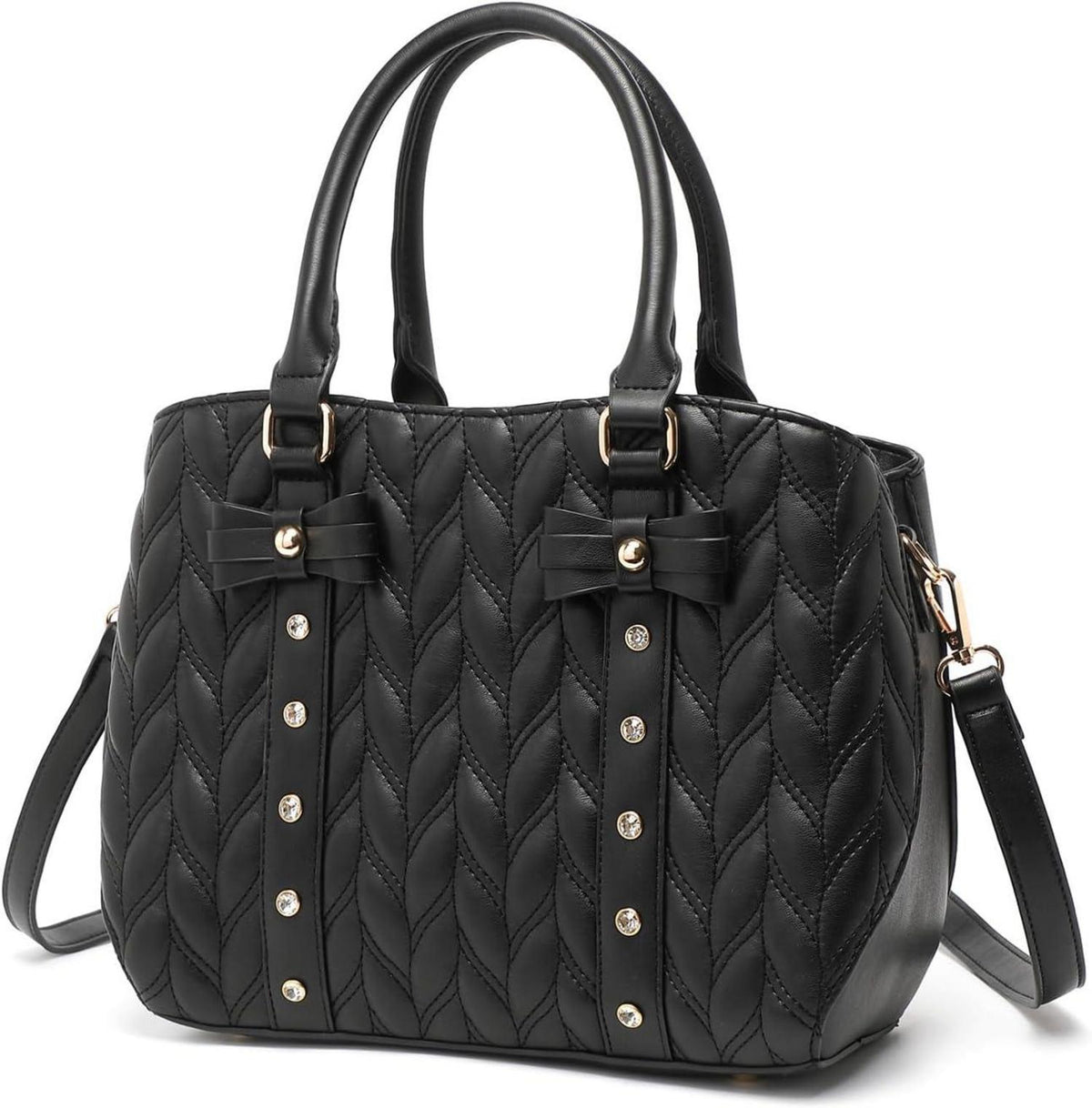 Designer Damen Handtasche Gesteppt mit Schleife PU-Leder