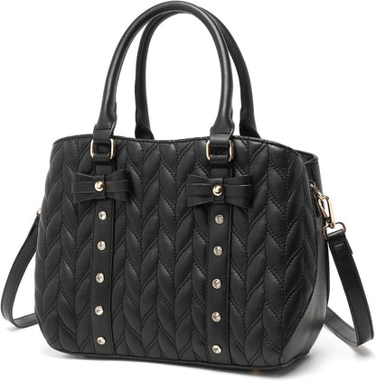 Designer Damen Handtasche Gesteppt mit Schleife PU-Leder