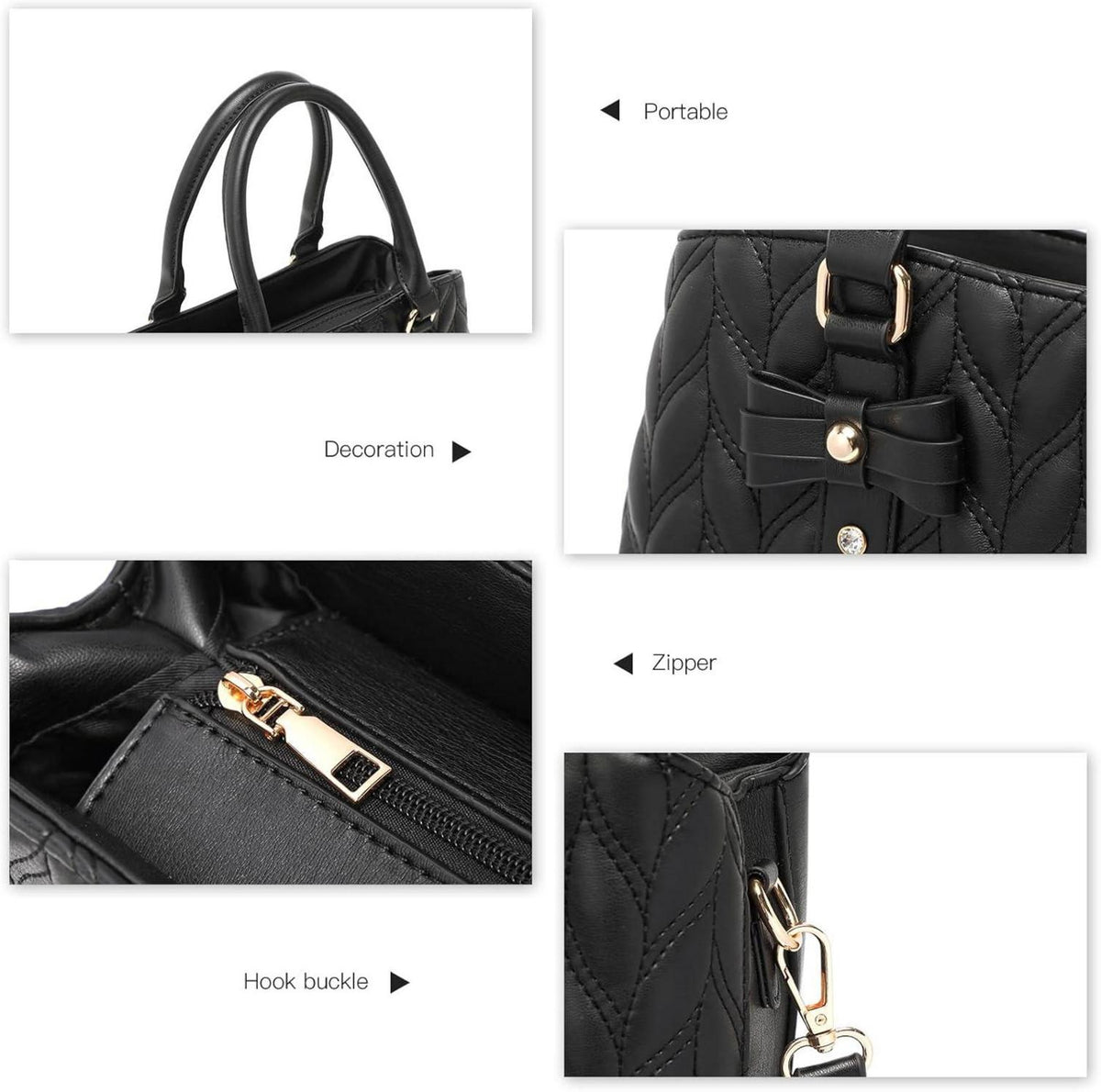 Damen Handtasche Gestepptes Design PU-Leder Groß Schultertasche