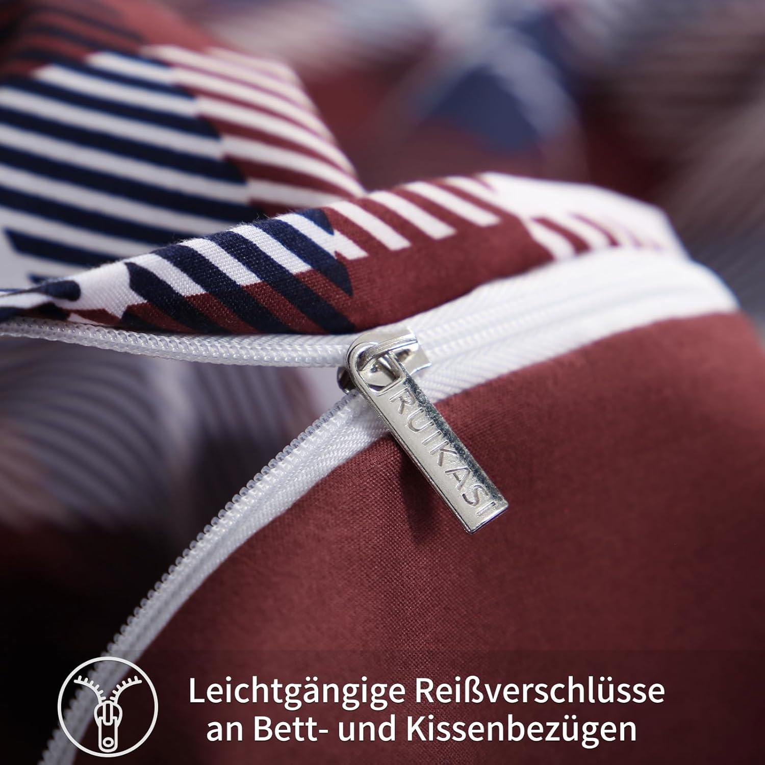 Bettwäsche 200x220 Rot Tartan Muster Mikrofaser Weich Bügelfrei