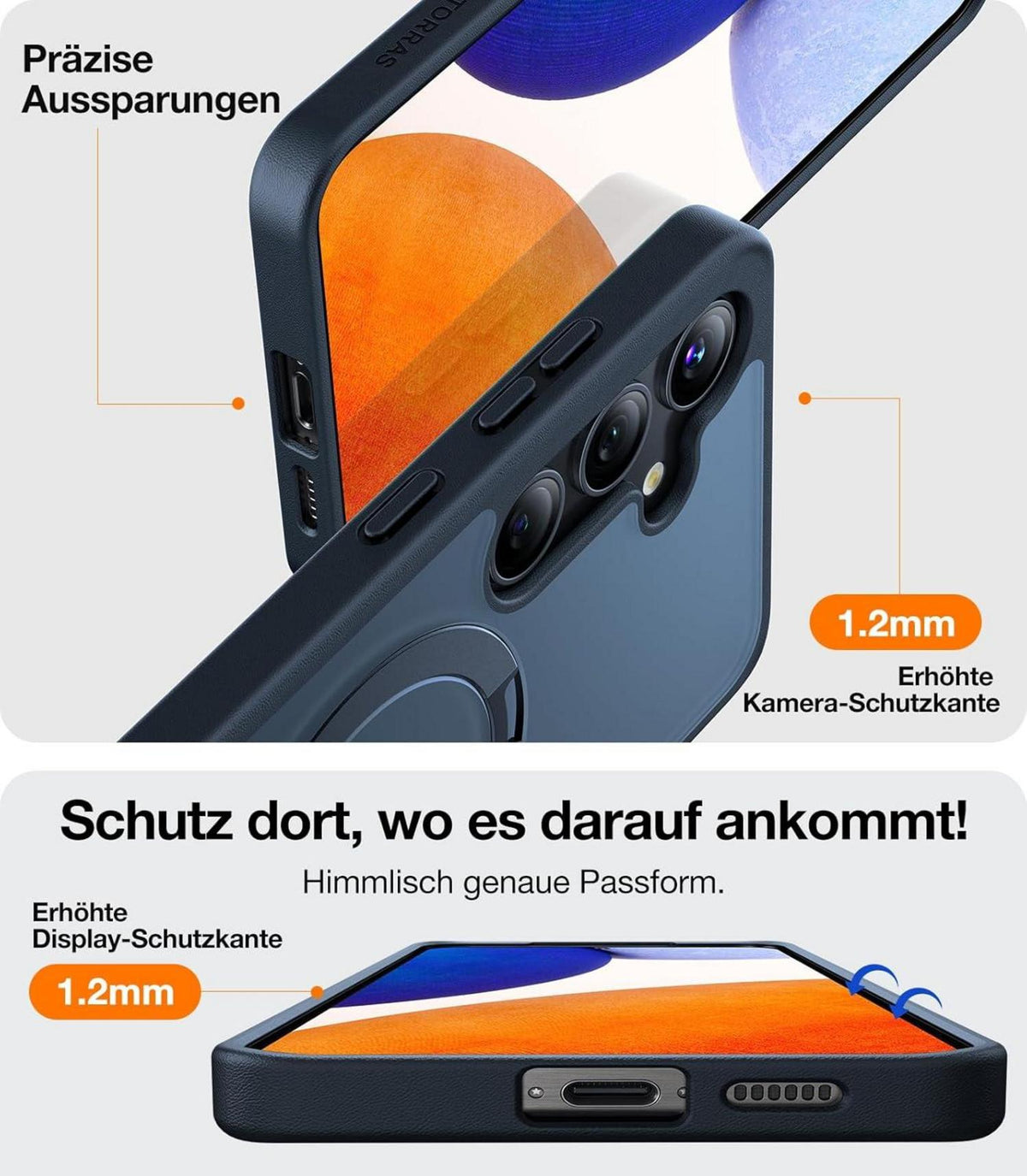 TORRAS Samsung Galaxy S24 Hülle mit Magnetkraft und Militärschutz, All-in-One Case