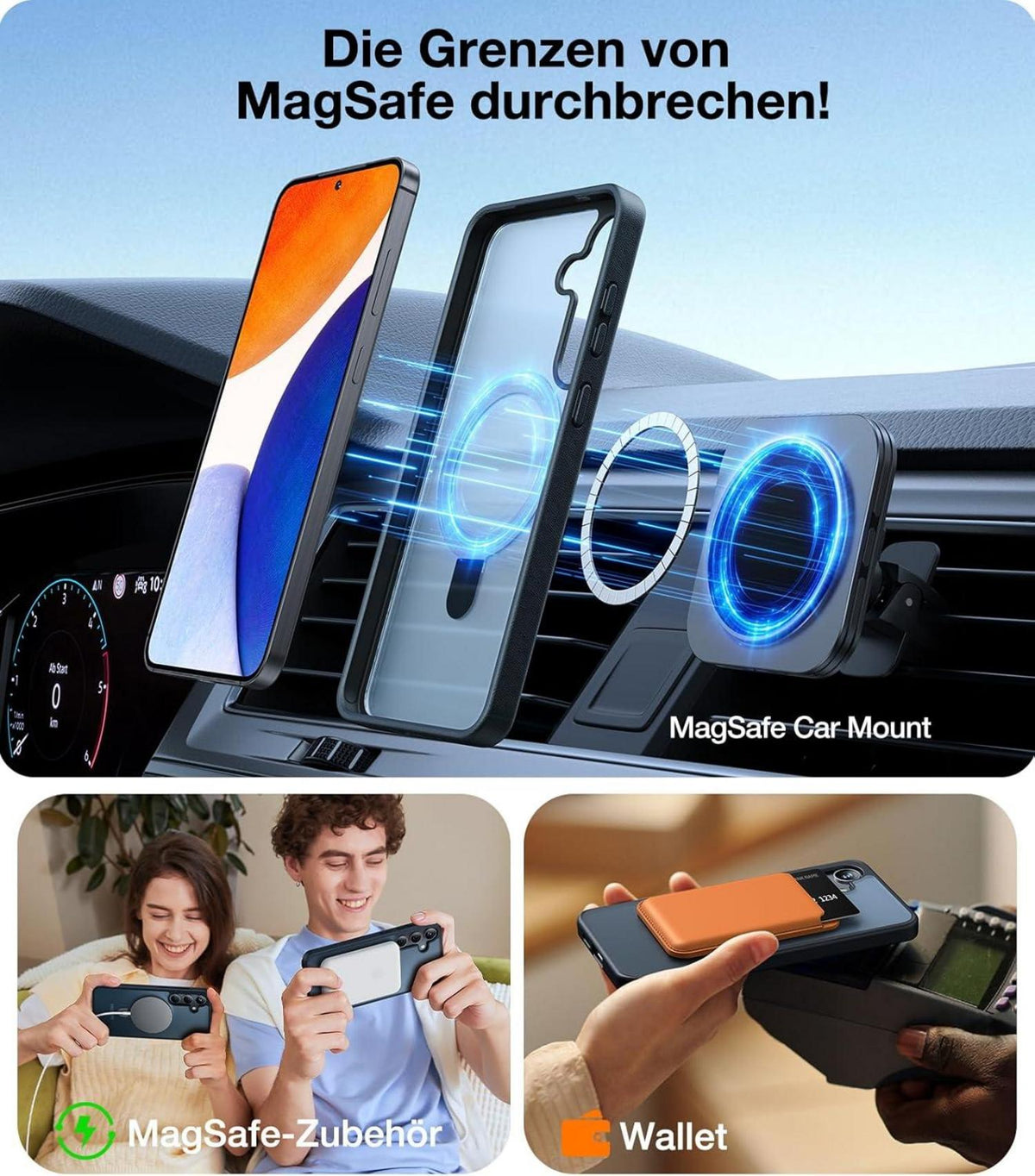 Samsung Galaxy S24 Hülle 5G MAGSAFE Magnetisch Militärschutz Ostand Schwarz