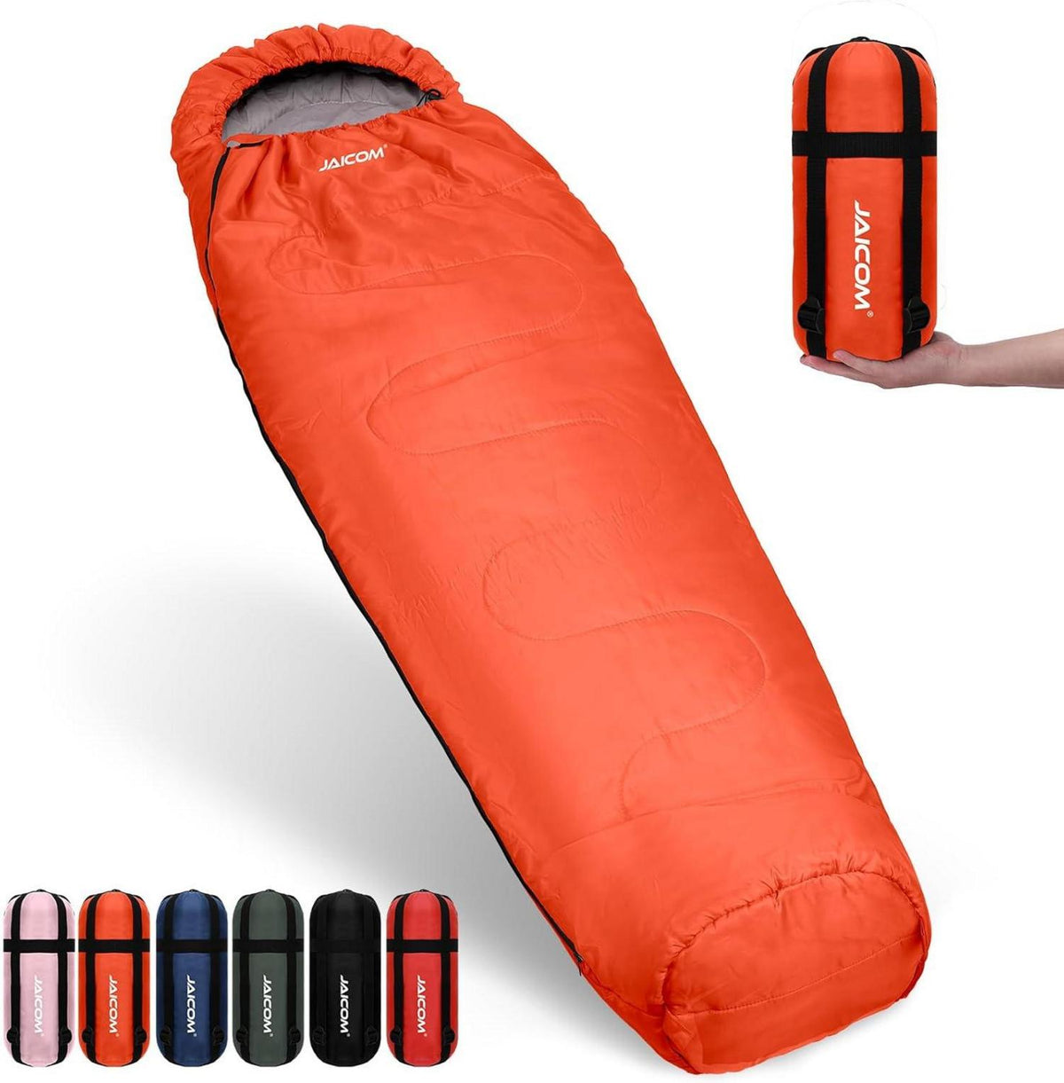 Ultraleichter Mumienschlafsack für 3 Jahreszeiten - Orange