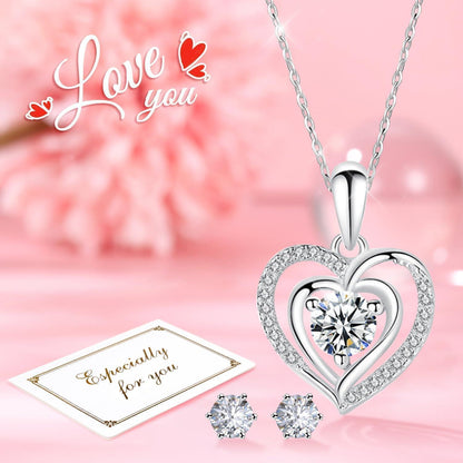 Ewige Rose Geschenkbox Halskette Ohrringe 925 Silber Frau