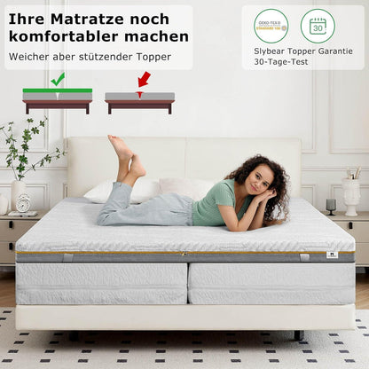 Matratzentopper 160x200cm H3 H4 7,5cm Gelschaum atmungsaktiv