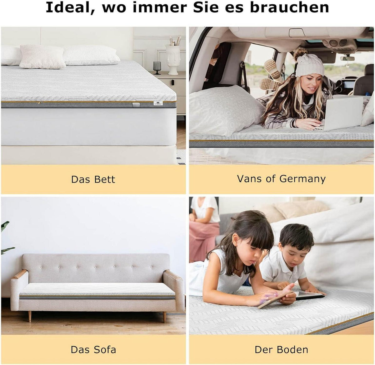 Slybear Topper 140x200cm Gelschaum H3 H4 atmungsaktiv waschbar 7,5cm