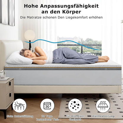 Topper 90x200 cm H3 H4 Gelschaum Matratzenschoner Bezug atmungsaktiv waschbar
