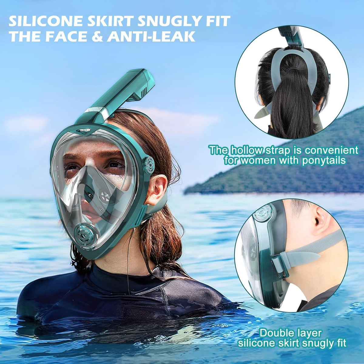 Schnorchelmaske Tauchmaske Vollmaske Anti-Fog CO2-Sicher Jugendliche