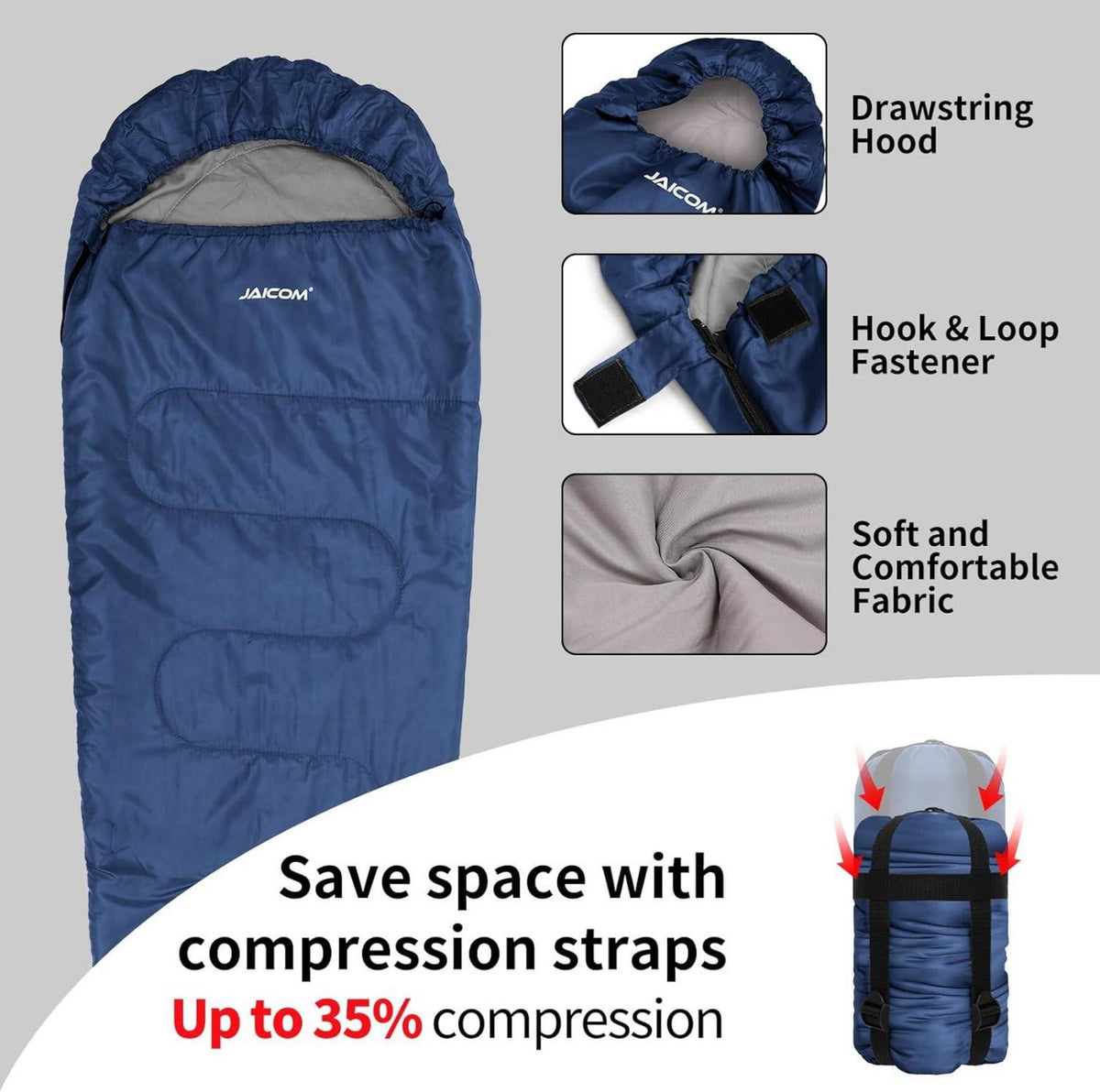 3 Jahreszeiten Mumienschlafsack Ultraleicht 800g Outdoor Camping Trekking Blau