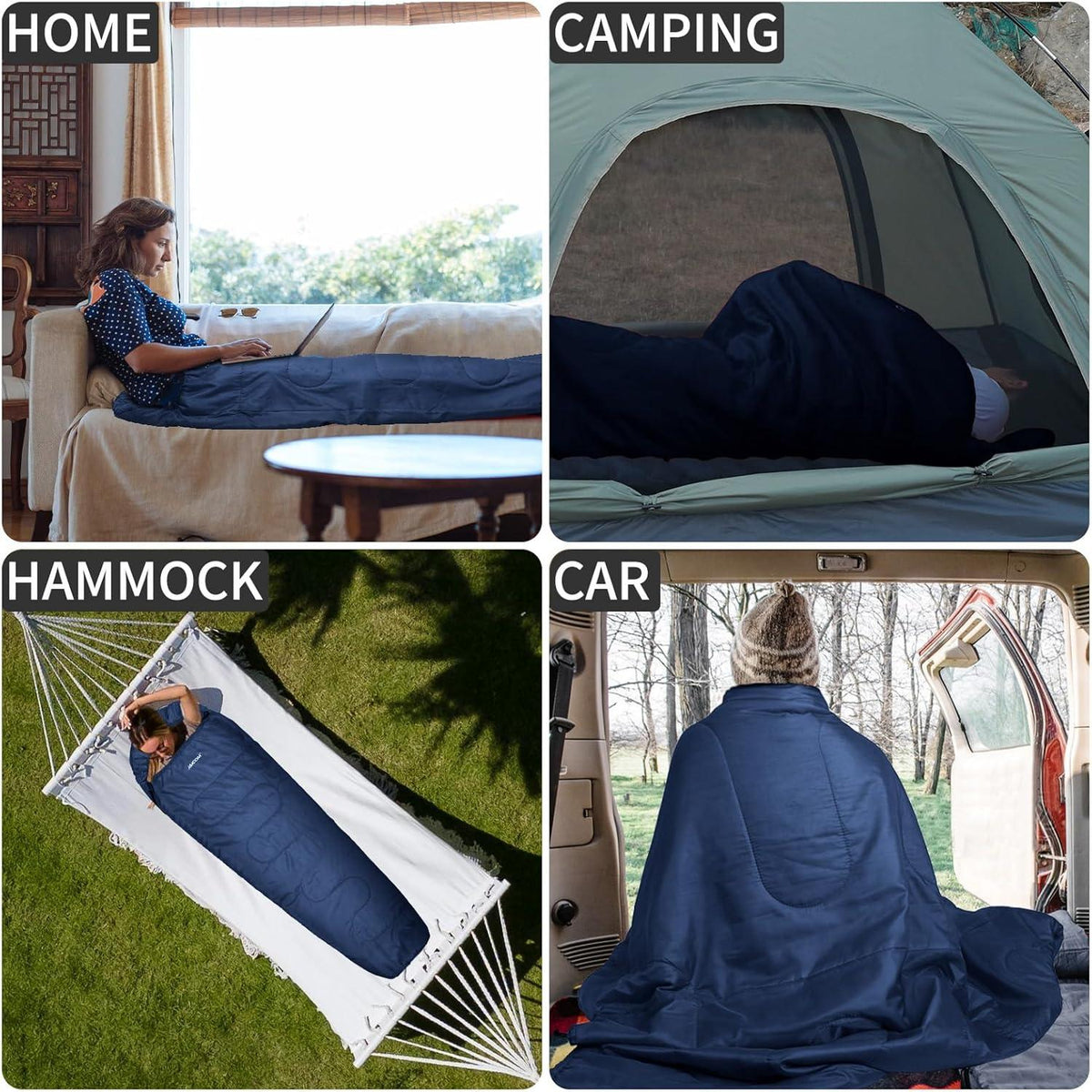 Ultraleichter Mumienschlafsack 3 Jahreszeiten 800g Outdoor Blau
