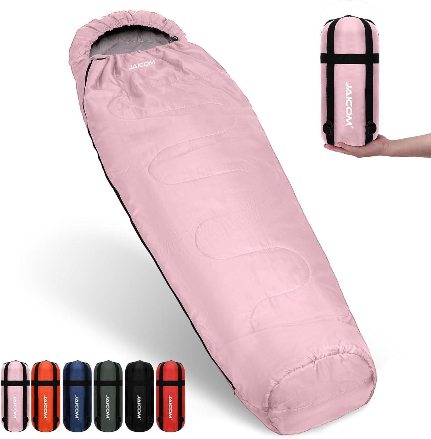 Ultraleichter Mumienschlafsack 3 Jahreszeiten 800g Rosa