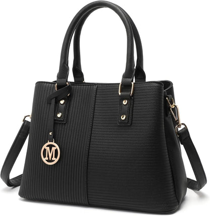 Elegante PU Leder Damen Handtasche Henkeltasche Vintage Schwarz
