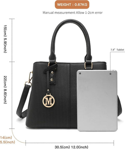Elegante PU Leder Damen Handtasche Henkeltasche Vintage Schwarz