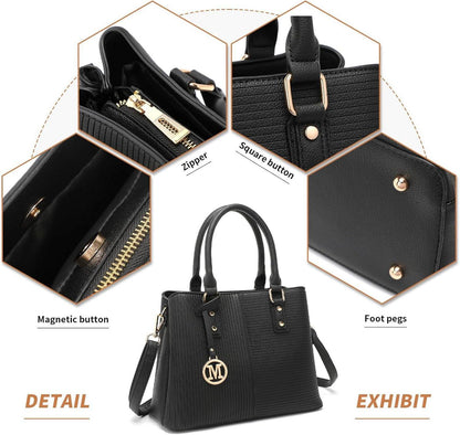 Damen PU Leder Henkeltasche Vintage Schultertasche abnehmbarer Riemen