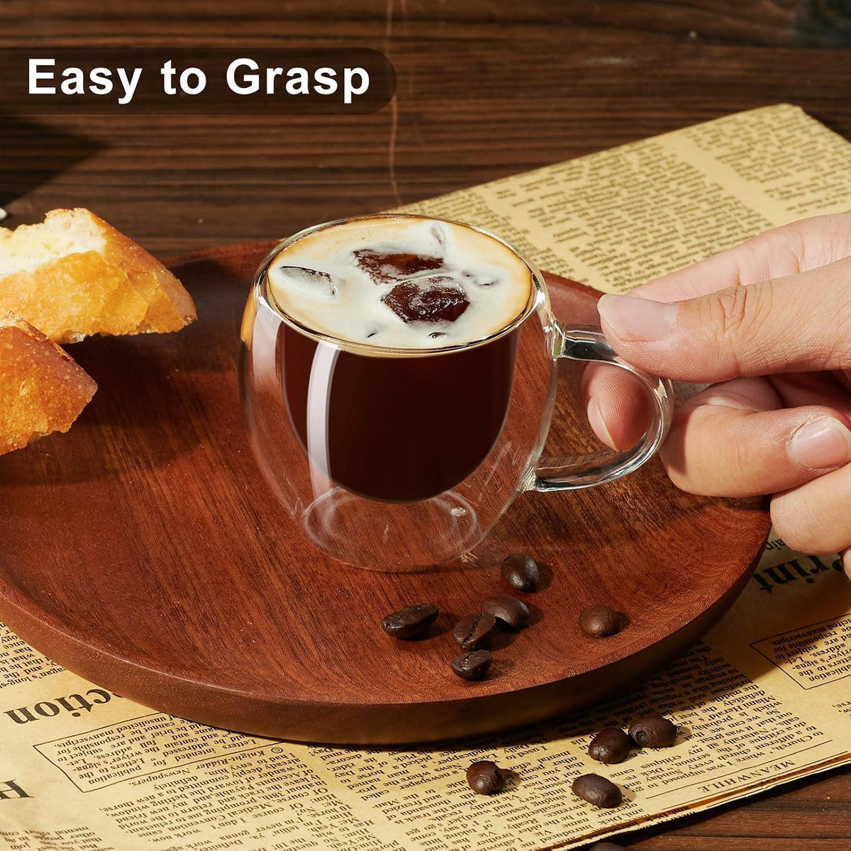 Doppelwandige Espressotassen 80ml - 2er Set mit Griff