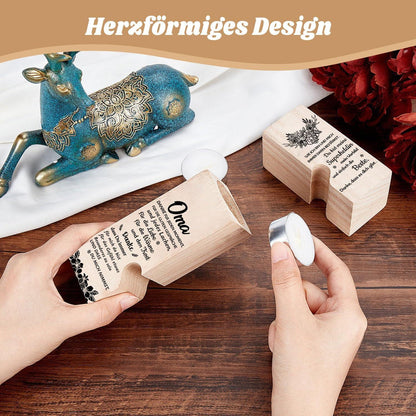 Personalisierter Herz Kerzenständer Holz Set Oma Geschenk zum Geburtstag