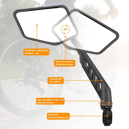 Arkham HD Edelstahl Fahrradspiegel 360° verstellbarer