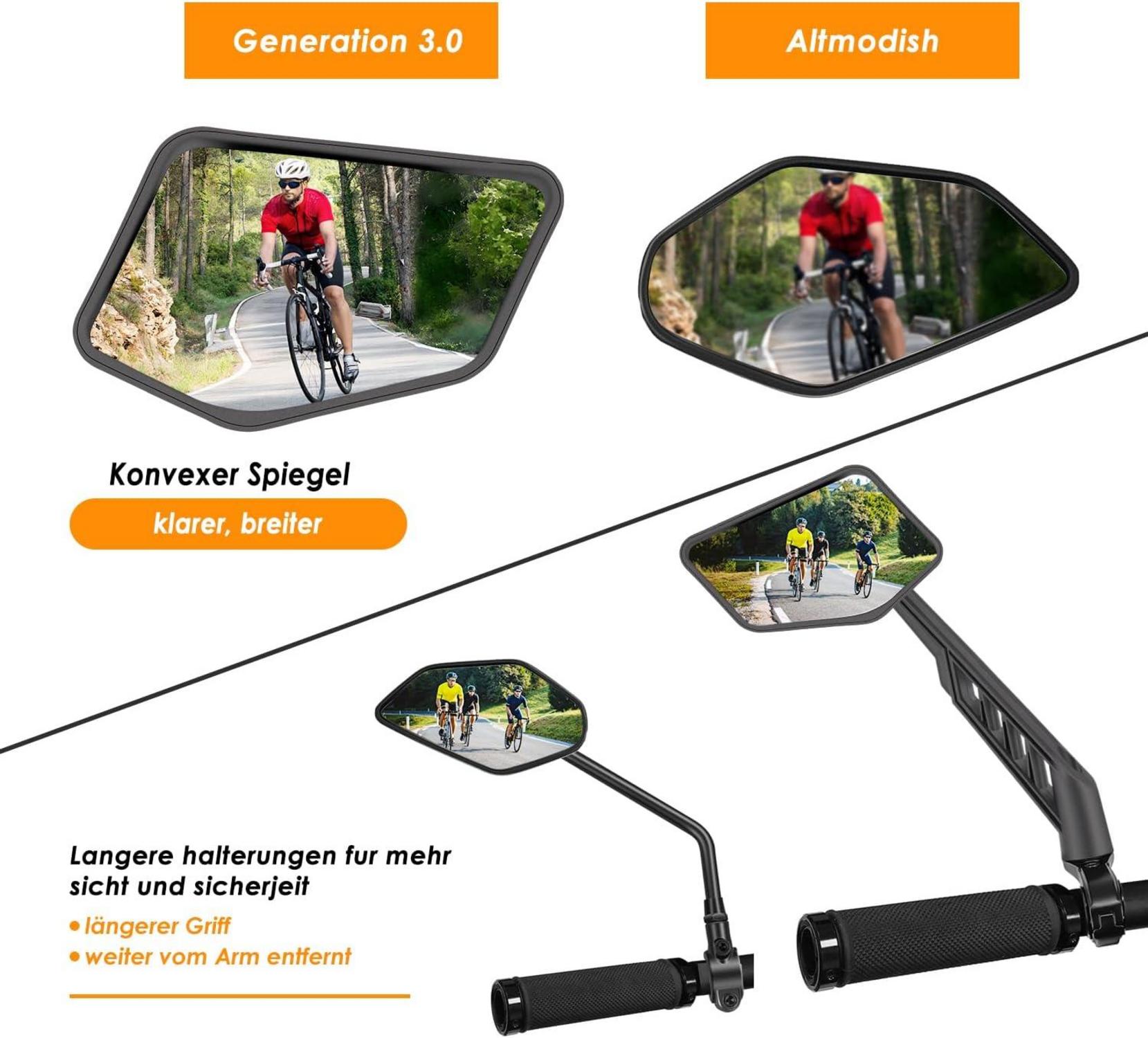 Fahrradspiegel 360° Verstellbarer HD Edelstahl Rückspiegel für Lenker - Arkham Neu A Paar