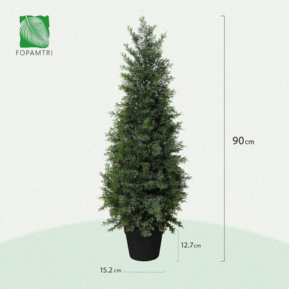 Kunstpflanze Zeder 90 cm UV-geschützt für Innen & Außen (2 Stück)