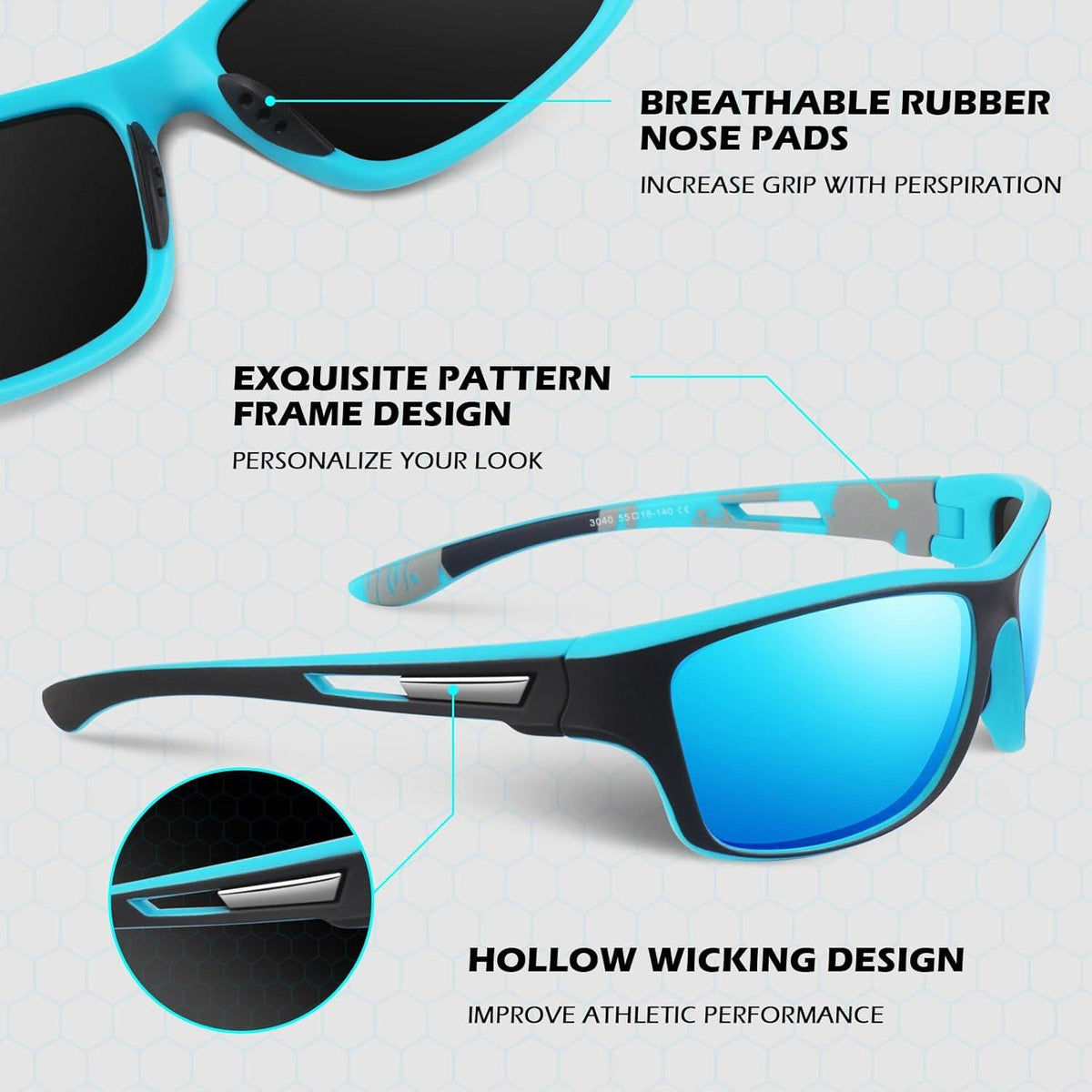 Polarisierte Sportsonnenbrille Herren Damen UV400 Fahrradbrille