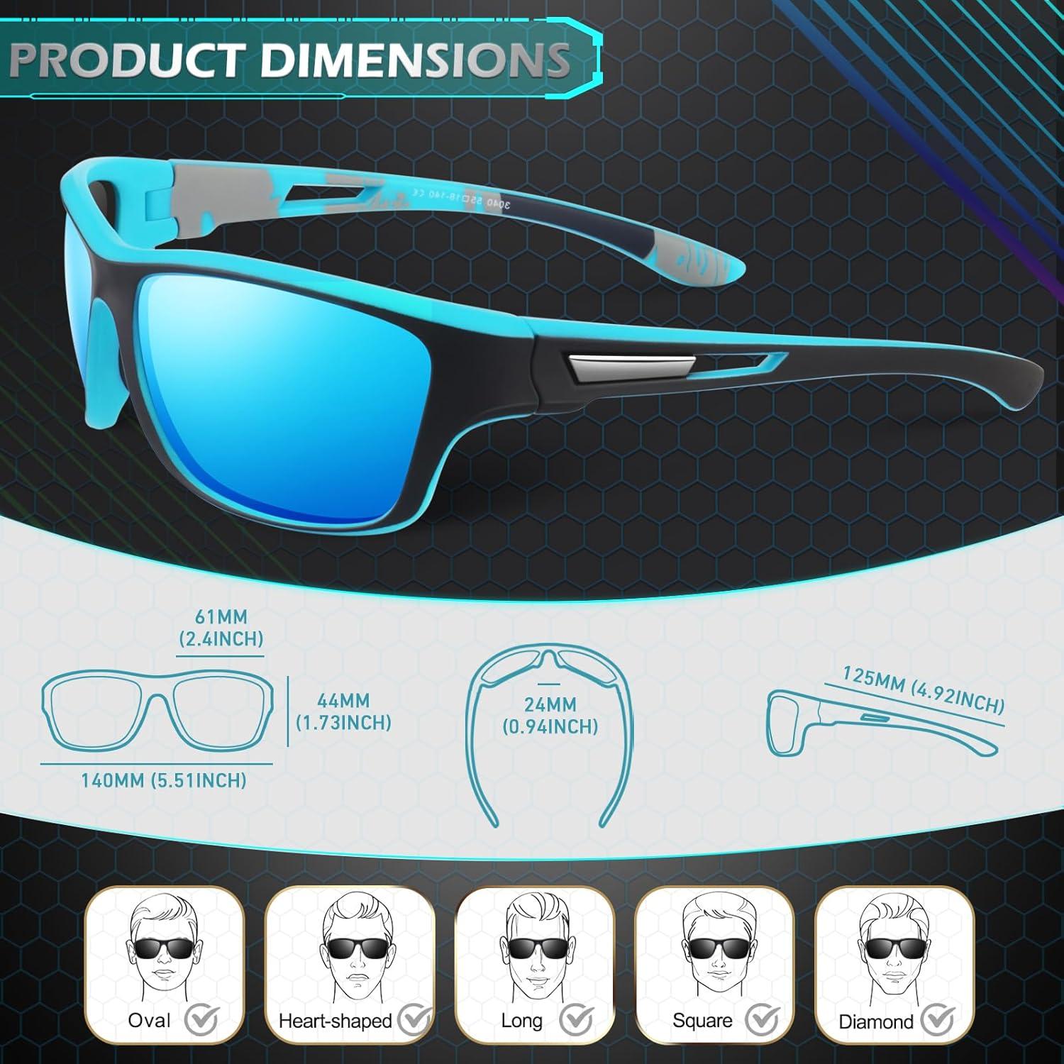 Sunier Herren Polarisierte Sport Sonnenbrille UV400 Cat 3 CE