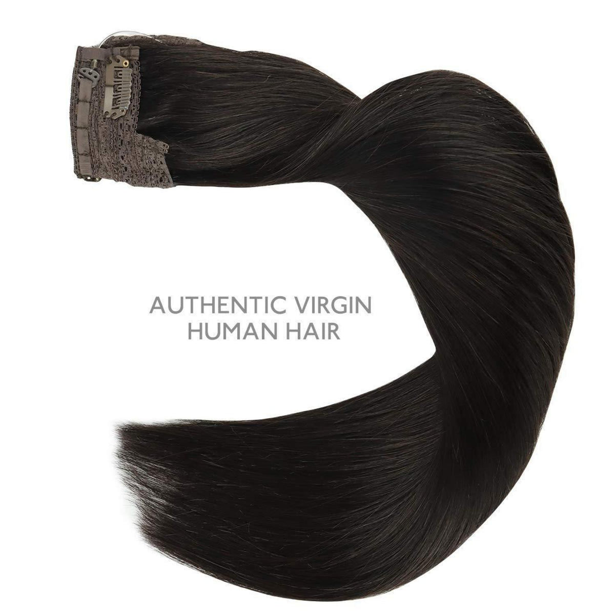 Echthaar Flip-in Extension – 30cm, 100g, Natürliches Schwarz