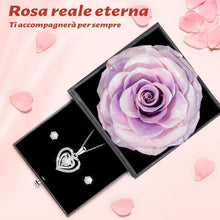 Ewige Rote Konservierte Rosen Halskette Ohrstecker Set in