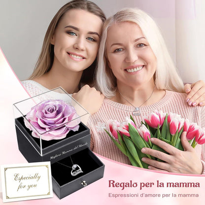 Ewige Rose Halskette 925 Silber für Mama, Muttertag Valentinstag