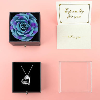 Ewige Rose Mama Halskette 925 Silber Geschenk Mutter Valentinstag