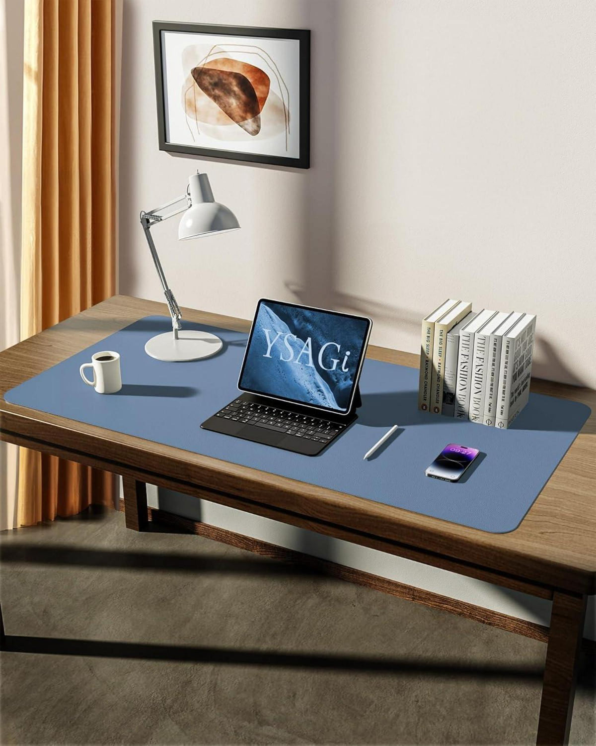 Großes Leder Mauspad XXL Büro Schreibtischunterlage 90x43cm Blau