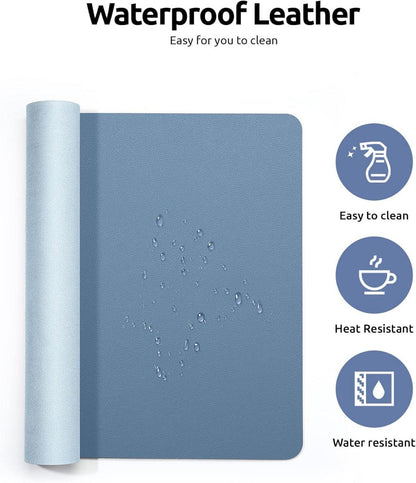 Schreibtischunterlage 80x40cm Premium Leder Mauspad XXL Meeresblau