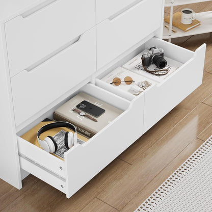 Kommode mit 6 Schubladen – Weißes Sideboard für Schlafzimmer & Wohnzimmer