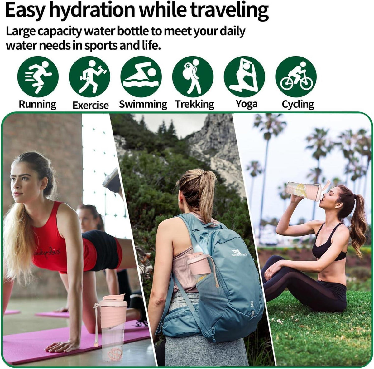 Protein Shaker 700ml - Fitness Eiweiß Shake Becher Pink BPA-frei