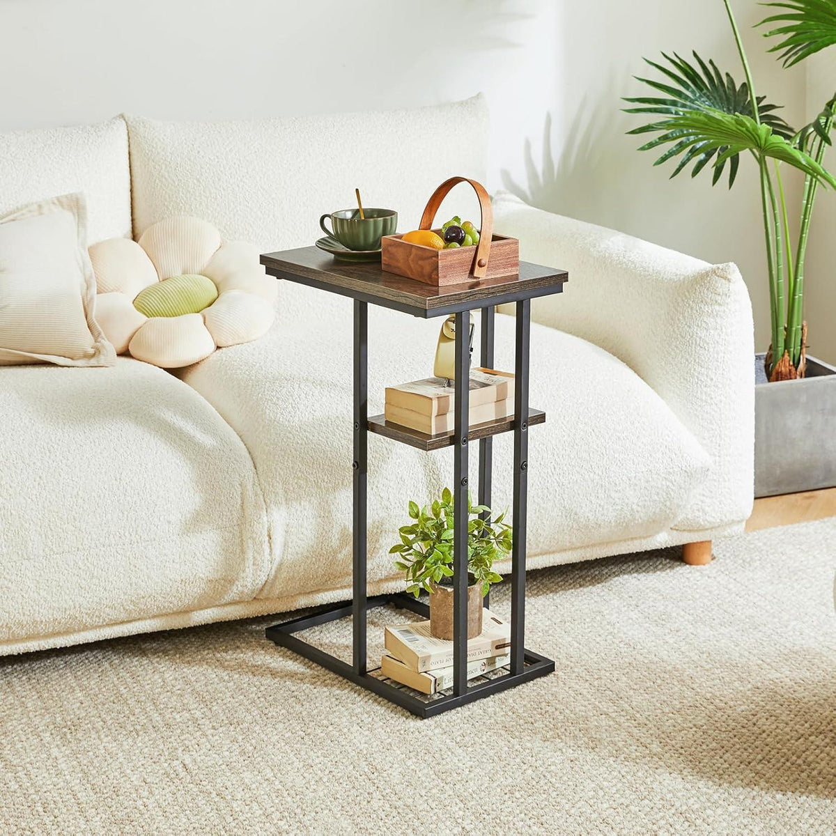YMYNY Beistelltisch C-Form Industrie-Design 40x26x61.5cm