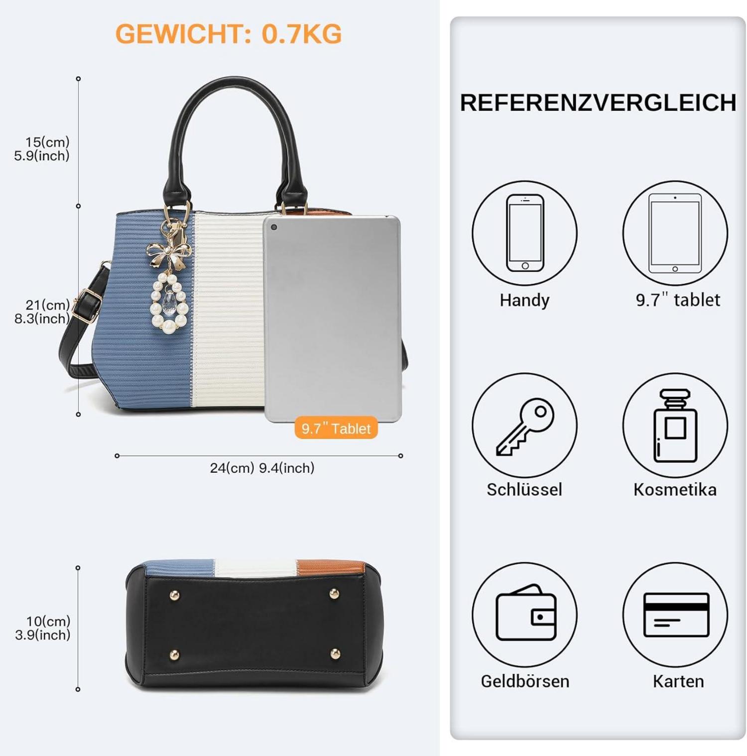 Miss Lulu Damentasche Mittelgroß Multicolor Elegant Henkeltasche